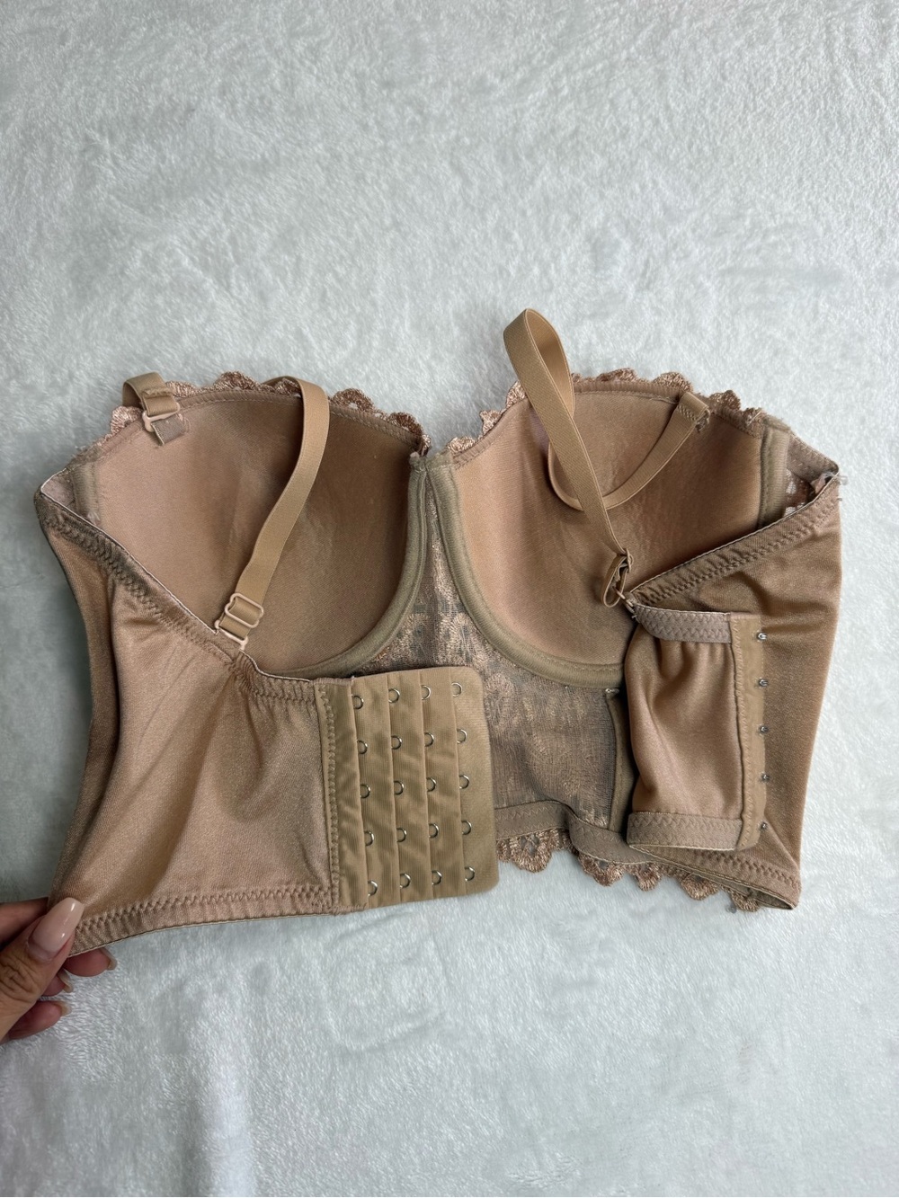 Windsor Embellished Lace Corset Bustier Crop Top Nude Blush Size S - Picture 5 of 7
